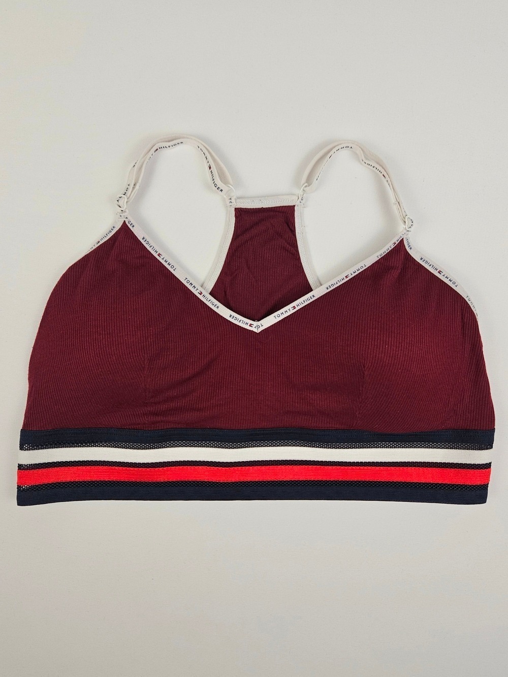 Tommy Hilfiger Ribbed Bralette Size Medium Burgundy Red